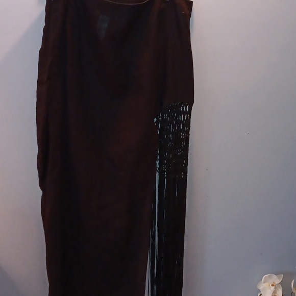 Zara black linen side fringe skirt - Picture 5 of 7